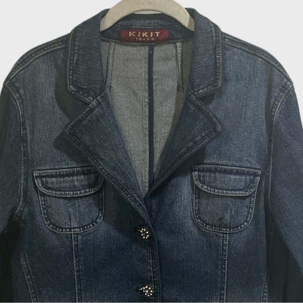Vintage KitKit 70’s Jeweled button Jean Jacket size Large - Picture 4 of 11